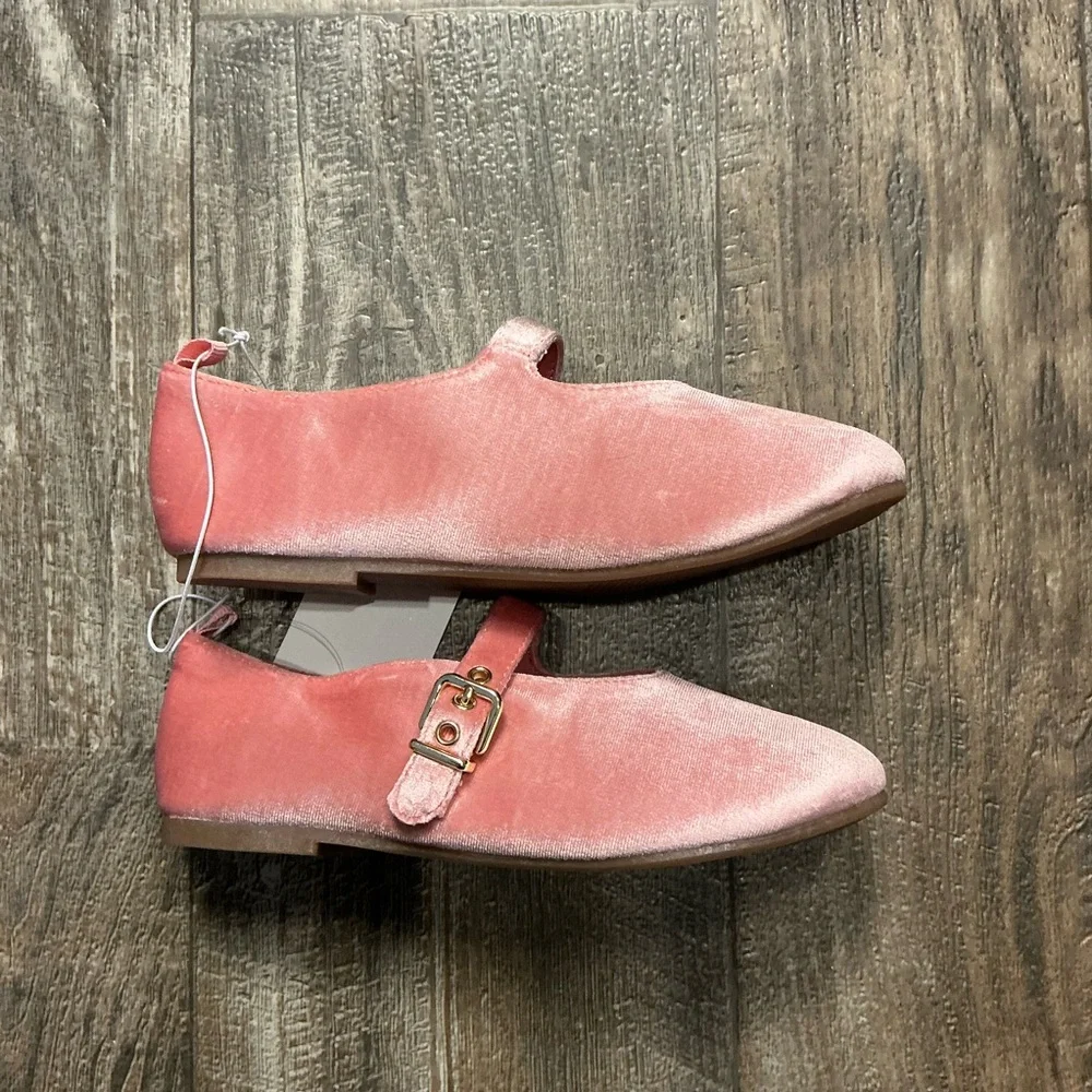 H&M Light Pink Velvet Mary Jane Shoes for Kids Size 13.5 - Picture 9 of 12